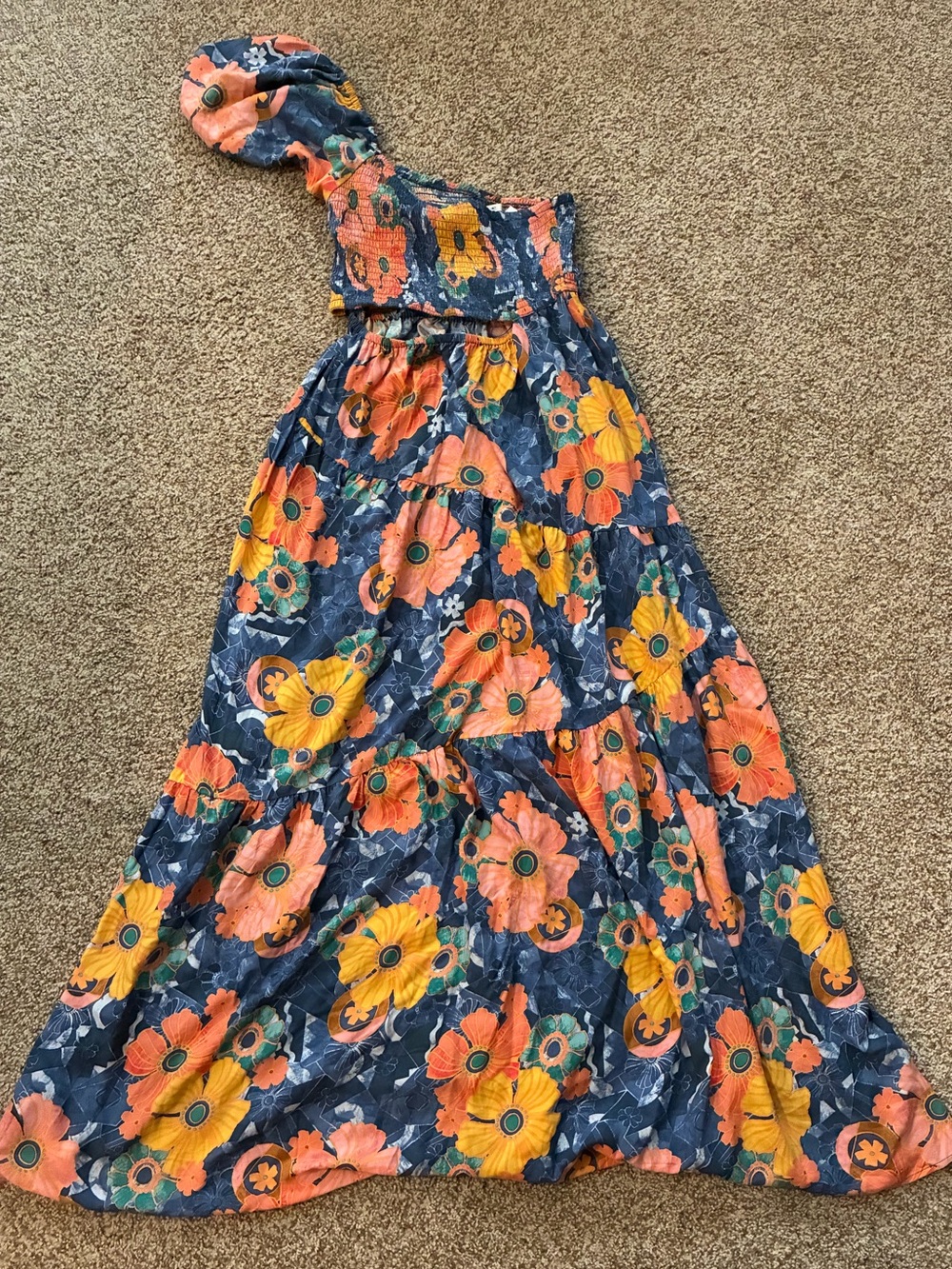 O'Neill Aya Floral One Shoulder Cutout Maxi Dress Size Small NWT